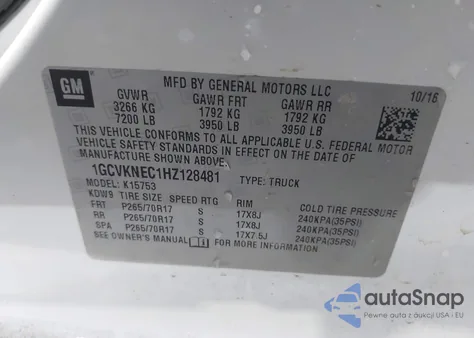 2017 Chevrolet Silverado 1500 Ls from USA, damaged, VIN 1GCVKNEC1HZ128481